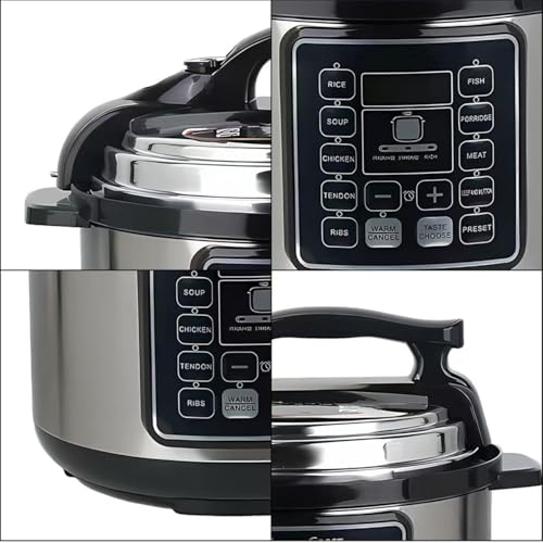 Multifunctional Electric Pressure Cooker with 8 Preset Programs, 24H Reservation & Keep Warm, Food-Grade Aluminum Inner Pot for Rice, Soup, Meat, Cake (Stainless Steel) - Image 3