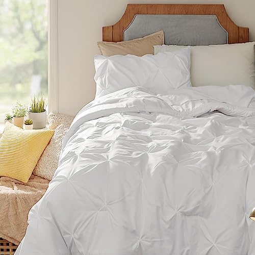 Image of Bedsure Twin XL Comforter Set White - Dorm Room Essentials, Extra Long Twin XL Bedding Set with Sheets, All Season Down Alternative Comforter with Sheets, Pillowcase & Sham