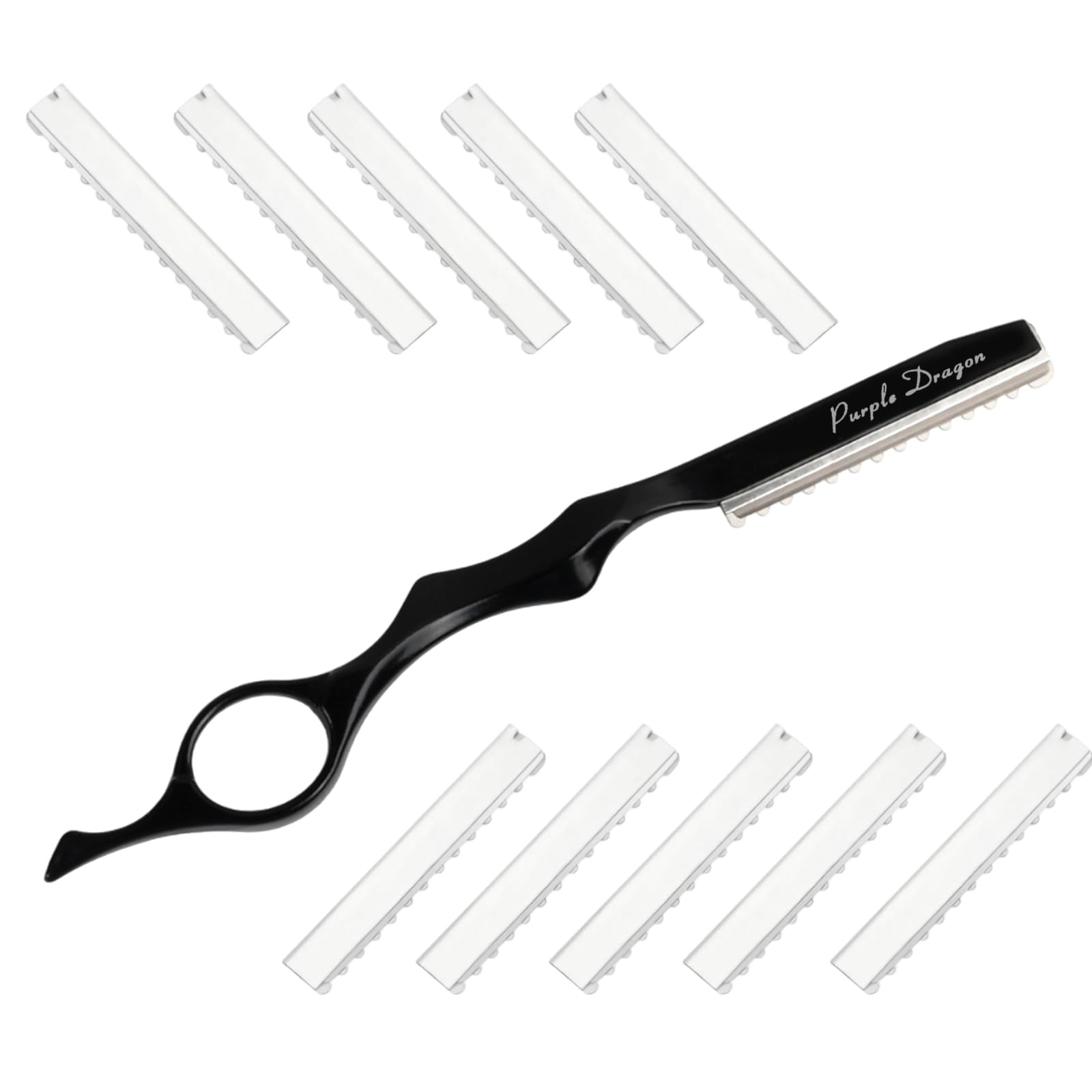Cuchilla de Afeitar para Adelgazar el Cabello, Maquinilla Texturizadora de Corte Manual con 10 Navajas de Repuesto