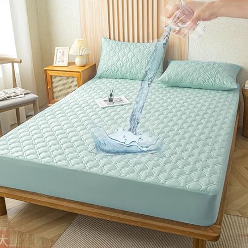 Nnamiiko 防水 ボックスシーツ セミファミリー 防水シーツ 一体型ボックスシーツ パッド一体型 介護シーツ ベッドシーツ 抗菌 防臭 防ダニ加工 通気性 ゴム付き 洗える 着脱簡単 マチ30cm 赤ちゃん 大人用 寝汗対策 洗える 失禁対策 ライト