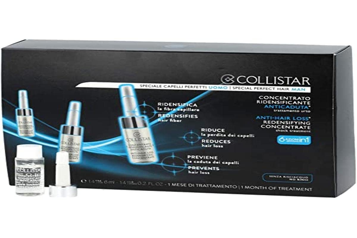 Collistar Concentrato Ridensificante Anticaduta Uomo, Ridensifica la fibra capillare, Riduce e previene la perdita di capelli, 14 fiale da 6 ml