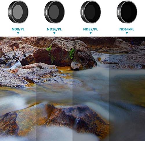 NEEWER 4 Pack Filter Set Only Compatible with DJI Osmo Action 1, Includes ND8/PL, ND16/PL, ND32/PL, ND64/PL Filter, Direct Thread in Installation, Waterproof and Oil Proof for Outdoor Sports (Black)