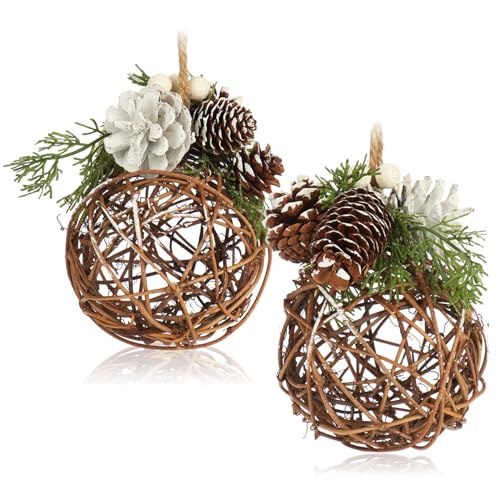 com-four® 2X Hänger-Kugel für die Weihnachtsdeko - Christbaumhänger...