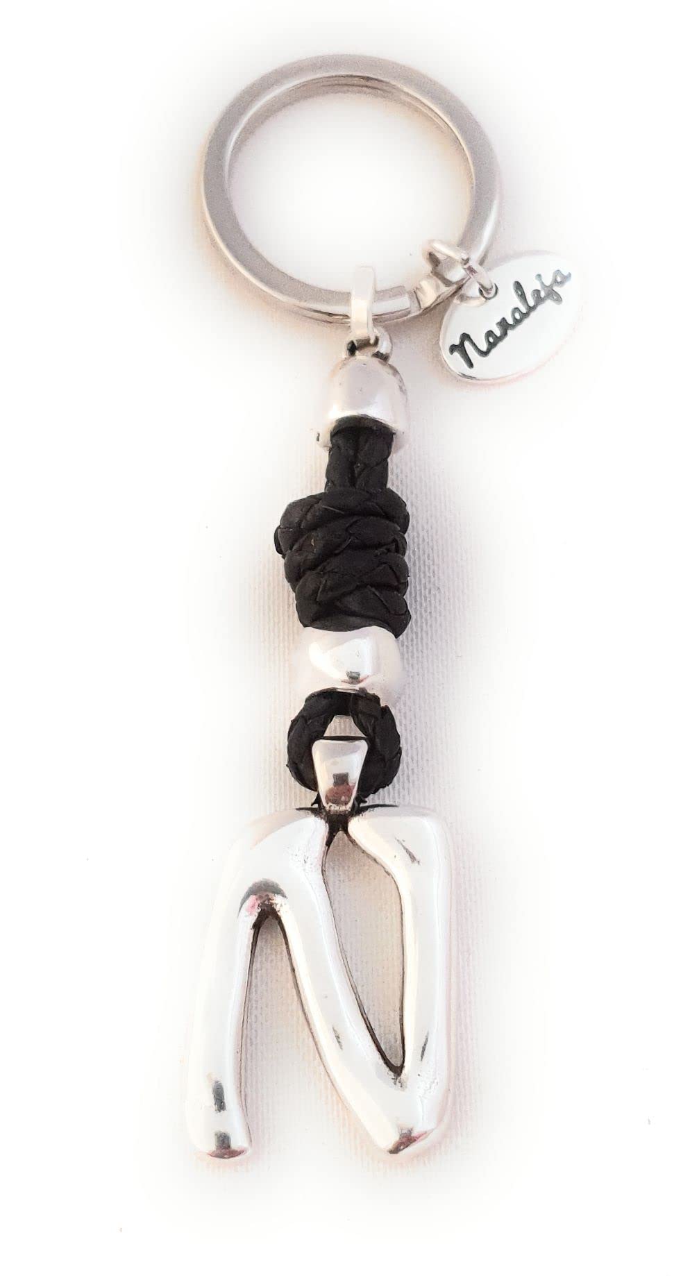 Nanaleja Llavero inicial N de cuero trenzado - Nanaleja - Tus Iniciales - llaveros personalizados hechos a mano - llaveros originales hombre y mujer - porta llaves de bolsillo - regalos originales casa nueva