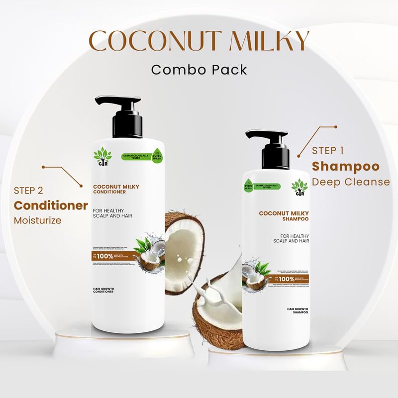 Image of GIR Coconut Milky Shampoo & Conditioner Combo - Special Coconut & Milk Formula - for strength & shine Hair (Cocount Milky S750+C750 ML)