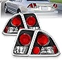 AmeriLite For 2001-2005 Honda Civic 4 Door Black Euro Reaplcement Taillights - Passenger and Driver Side