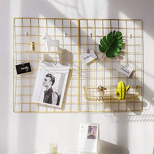 GBYAN Gold Grid Wall with Baskets Memo Photo Board Desk Wall Decoration - Thumbnail 3