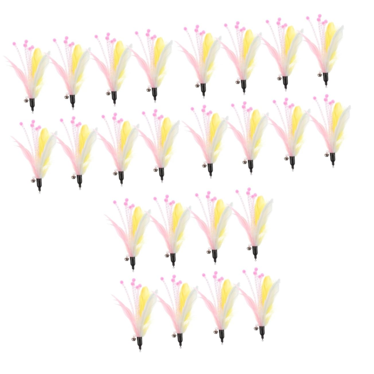 VANZACK 24pièces Jouets à Plumes Multifonctionnels pour Chats Accessoires De Jeu Intérieurs pour Chats avec Cloches Remplacements Doux Et Sécurisés pour Éveiller Instinct De Chasse