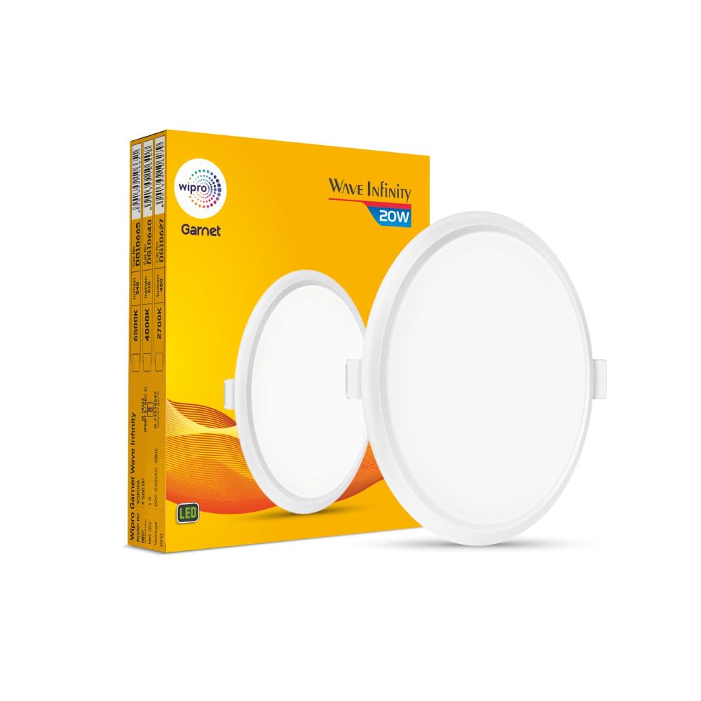 wipro Garnet 20W Round Led Wave Infinity Panel|Warm White Light (2700K) | Rimless Panel with Ultra-Slim Design for False Ceiling |Pop Ceiling Light| Cutout - 205Mm | Pack of 1, Polycarbonate-image-34