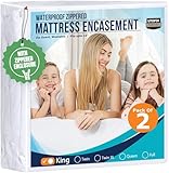 Utopia Bedding Mattress Protector Zippered King Size (Pack of 2), 100% Waterproof Bed Bug and Dust Mite Proof Mattress Encasement, Absorbent 6 Sided Mattress Cover