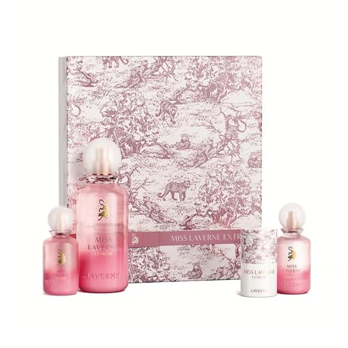 Laverne Miss Laverne Extreme Luxury 4-Piece Set Long Lasting Original Signature Scent عطر لافيرن مس لافيرن إكستريم النسائي - 150ml + 25ml + Hair Mist + Scarf