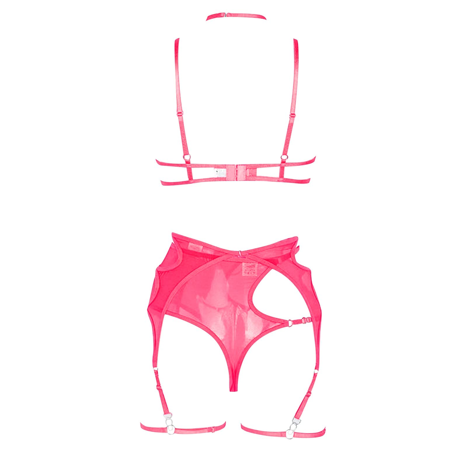 Set di Lingerie Sexy in Rete da Donna, Reggiseno A Vita Alta, Slip, in Due Pezzi, Giallo, L