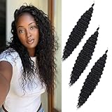 Paraglame Ocean Wave Crochet Hair 14 Inch Curly Braiding Hair 3 Packs Deep Wave Braiding Hair for Bohemian Knotless Braids Water Wave Braiding Hair for Women (14 Inch(Pack of 3), 1B#)