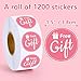 VELATYVIO 1200Pcs Customer Appreciation Stickers Round Self Adhesive Small Business Freebies Present Label for Delivery Decoration Packing Mailing Envelopes Postcards 1.5inch Pink
