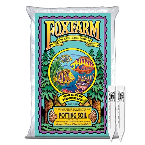 FoxFarm Ocean Forest Potting Soil with 2 Plant Tags, 1.5 cu ft – Light, Aerated Texture – for...