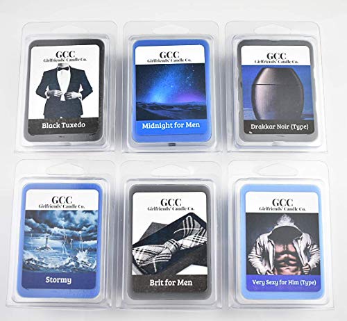 Man Cave Wax Melts - 6 Variety Pack of Cologne Fragrances - Includes Drakkar, Black Tuxedo, Brit For Men, Midnight for Men, Stormy, Very Sexy