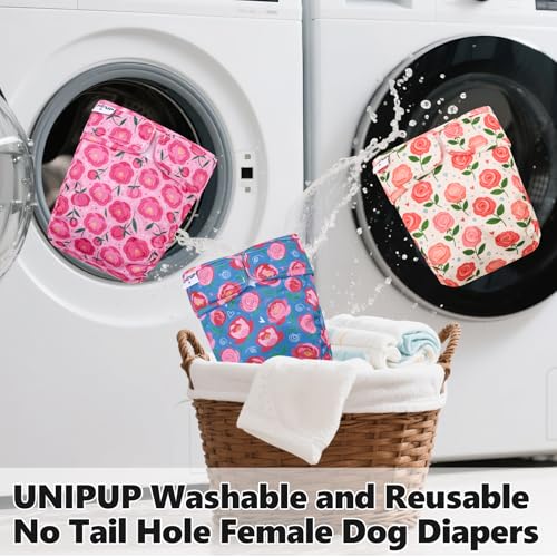 Image of Female Dog Diapers Reusable No Tail Hole Period Panties Washable 3 Pack Diapers Female for Docked-Tail Frenchie French Bulldog Boston Terrier Without Tail U-WWD05L