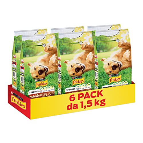 PURINA FRISKIES 5 Promesse Crocchette per Cani Adulti con Pollo 6 Sacchi da 1.5kg