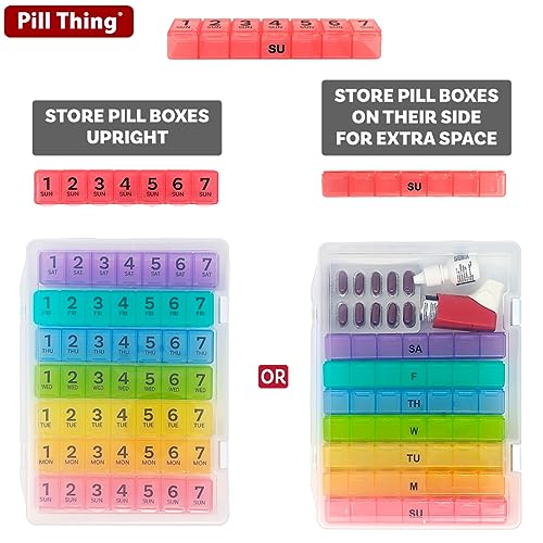 Image of 7 Times a Day Weekly Pill Box Organizer Case, Secure 7X Pillbox with Medication Schedule, Includes Premium Lifetime Subscription to Medisafe App (7 Time-a-Day)