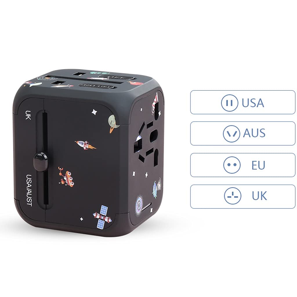 Enchufe Internacional Adaptador Convertidor Internacional Plug, 3 USB Trabajo Universal de Puertos for 224 países, Adaptador Universal Mundial de 100-240 voltios. Adaptador de Corriente