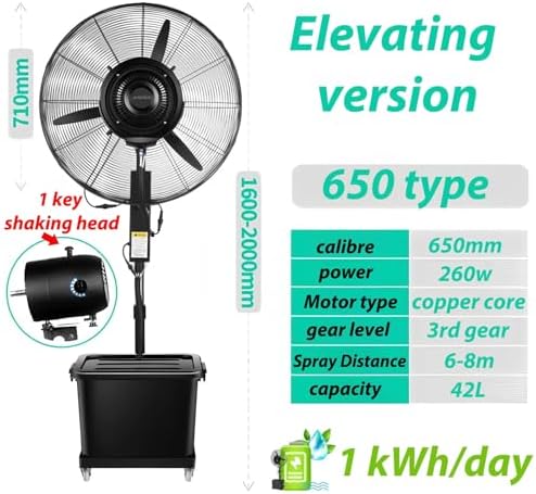 25/30 Inch Pedestal Misting Fan with Water Spray - Adjustable Outdoor Fan for Warehouses & Venues - High-Performance Mist Cooling System
