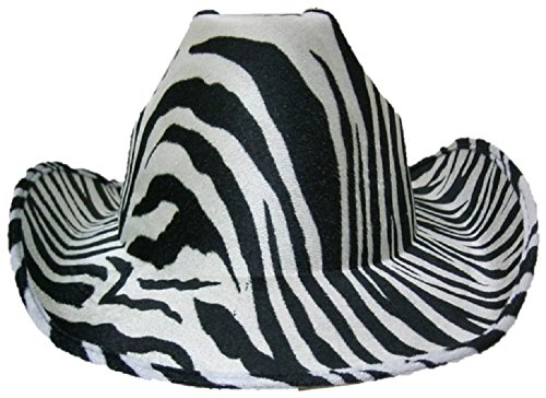 Zebra Print Cowboy Cowgirl Felt Hat