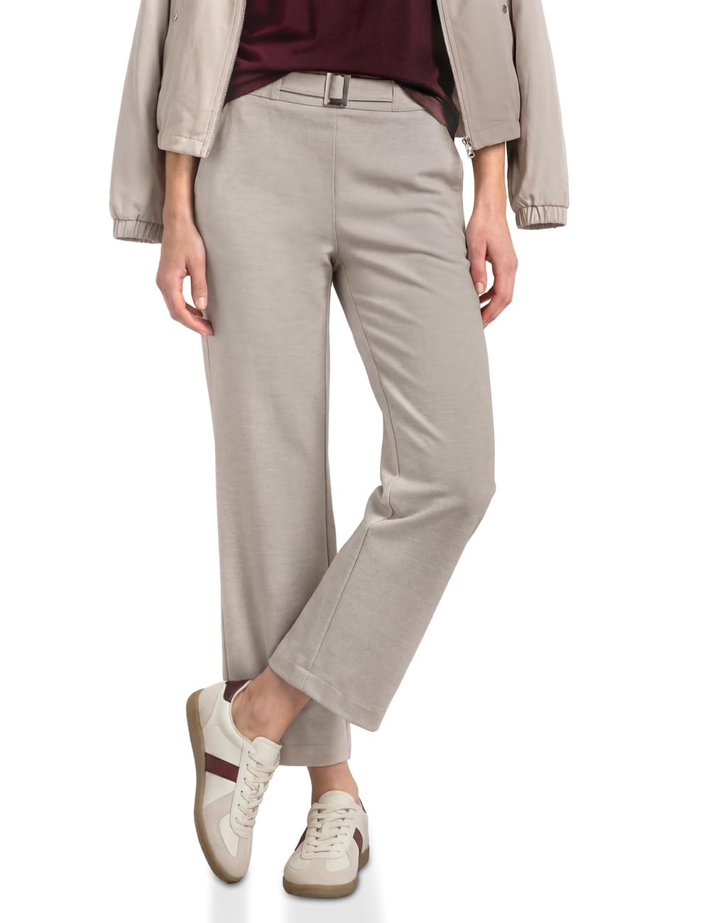 Street One Women's High Waist Culotte with Buckle Detail 3819380, Clay Sand, 34W x 26L