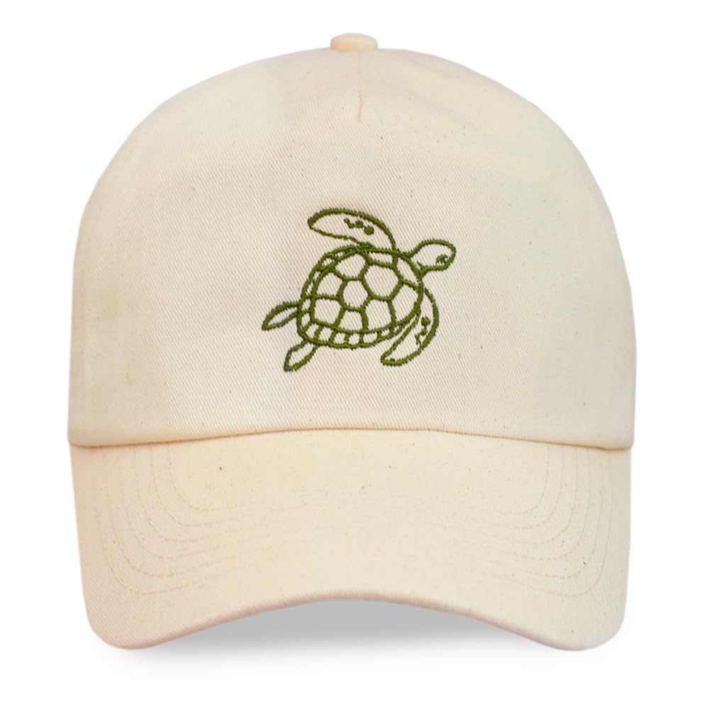 Teddyt's Men's Sand Adult Sea Turtle Embroidered Unisex Baseball Cap (Sand)