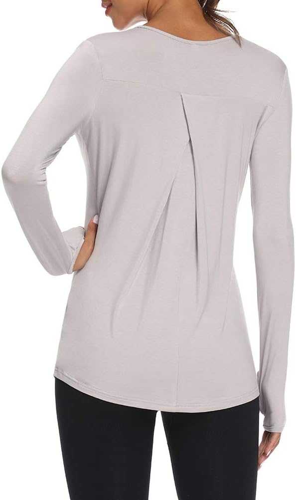 Mippo Womens Soft Long Sleeve Workout Athletic Shirts Long Tunic Tops with Thumb Holes
