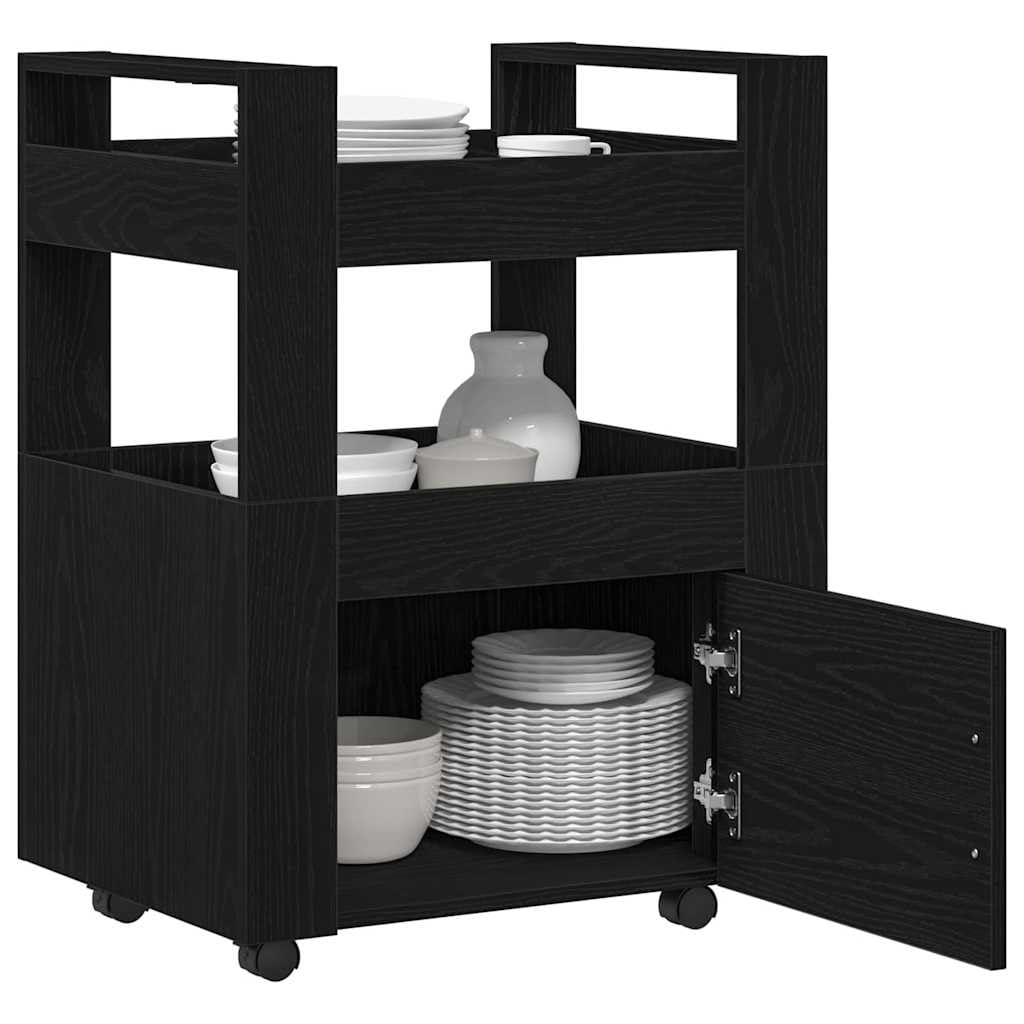 vidaXL Carro de Cocina Roble Negro 60 x 45 x 80 cm | Hecho de madera de ingeniería resistente que va a durar, Se ve elegante y encaja bien en cualquier cocina,
