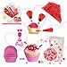 Set di decorazioni per cupcake ripieni, set di decorazioni per muffin con 3 beccucci e 8 manicotti, zuccheriere rosa, colorante alimentare e 50 pirottini per muffin, Bianco e rosa