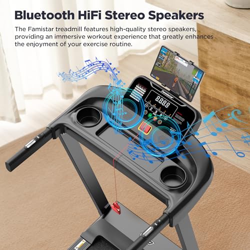 Image of 3HP 300lb Capacity Treadmill with 64+3+4 Program, 3 Adjustable Incline, Folding Treadmill for Home Running & Jogging, 10MPH Speed, HiFi Bluetooth Speakers