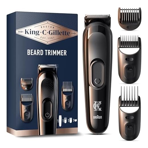 King C. Gillette Tondeuse À Barbe Sans Fil Homme, Comprenant 3 Sabots Interchangeables Pour Tous Les Types De Barbes