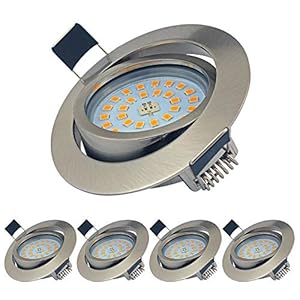 Spot Led Encastrable Orientable, 7W Ultra-plats Étanche IP44 Blanc Chaud 3000K 600Lumen éclairage plafond encastré pour Salle de Bain, Chambre, Cuisine, Salon (Lot de 5)
