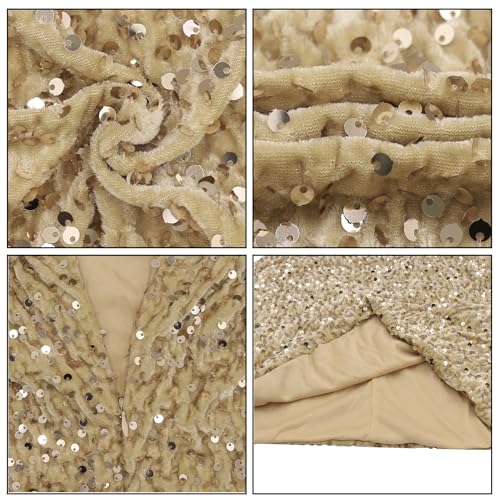 Image of Suillty Women's Sparkly Sequin Backless Lace Up Mini Dress Glitter Spaghetti Straps Halter Bodycon Party Club Evening Dresses
