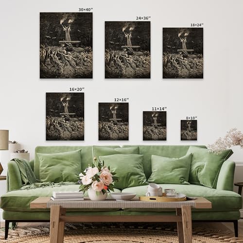 Image of Poster Master Gustave Dore Canvas - Retro Dance of Sabbath Print - Witchcraft Art - Halloween Art - Gift for Him & Her - Gothic Decor for Dorm, Living Room or Bedroom - Available in 8x10 to 30x40