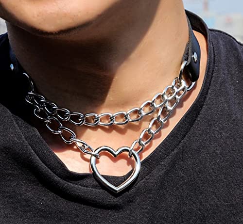Eigso Pop Punk Collar Choker Vintage Retro Steampunk Dark Goth Style Heart Chains Necklace for Women2