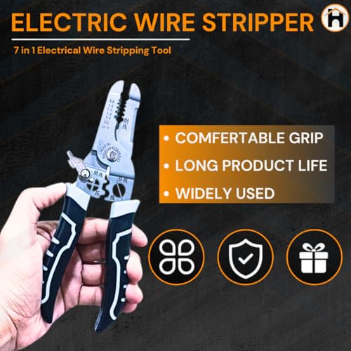 Image of Homdum All in 1 Multifunction Stainless Steel Wire Stripper /Wire Crimping Tool, Wire Cutter, Wire Crimper, Cable Stripper, Wiring Tools and Multi-Function Hand Tool