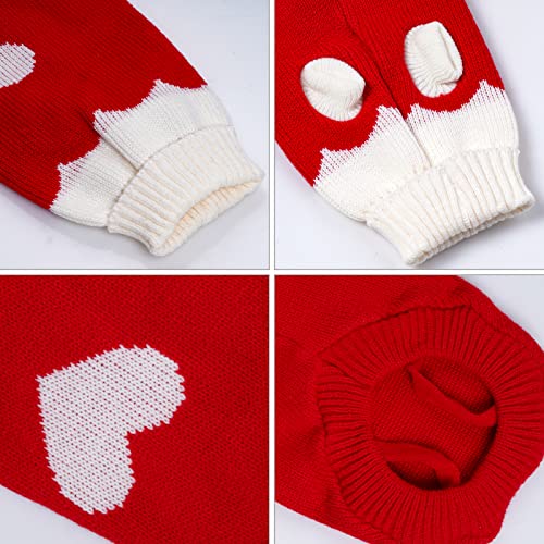 Topbuti Pet Dog Knitted Sweaters Knitwear Turtleneck Pajamas Soft Winter Warm Puppy Valentine Clothing Christmas Clothes Heart Doggie Apparel For Cats Dogs (S) #TOP4