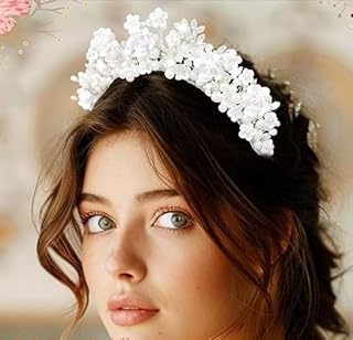 تاج عروسة شيك بتصميم باقة ورد من الفل والياسمين , طوق ورد أبيض , اكسسوارات شعر للعروسة