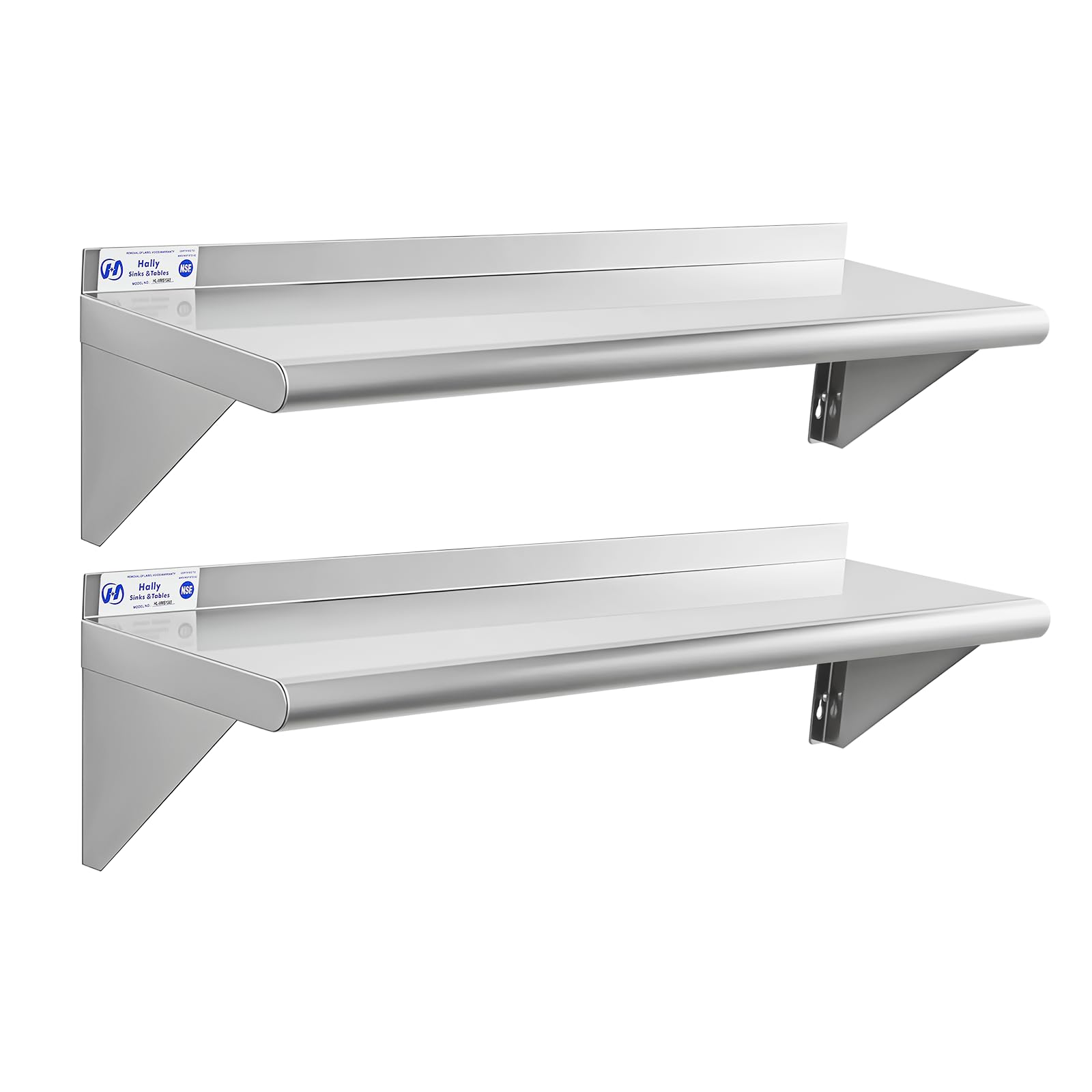 Hally Stainless Steel Shelf 2 Pack Wall Mounted Metal Shelves 10"x36" NSF