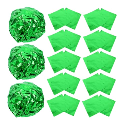 OFFSCH 100pcs Aluminum Foil for Food Packaging Candy Wrapper BBQ Foil Shiny Green Surface for Home Shop Use