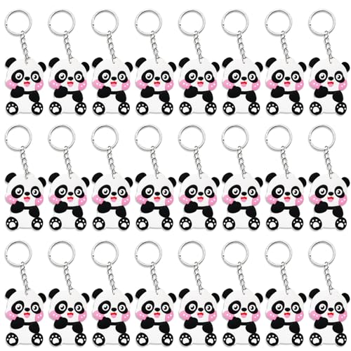 CiciBear Kit com 24 Chaveiros de Panda para Decoração de Festas, Chá de Bebê com Tema de Panda, Revelação de Gênero, Chá de Bebê 'Wild One', Festa Escolar, Aniversário Infantil.