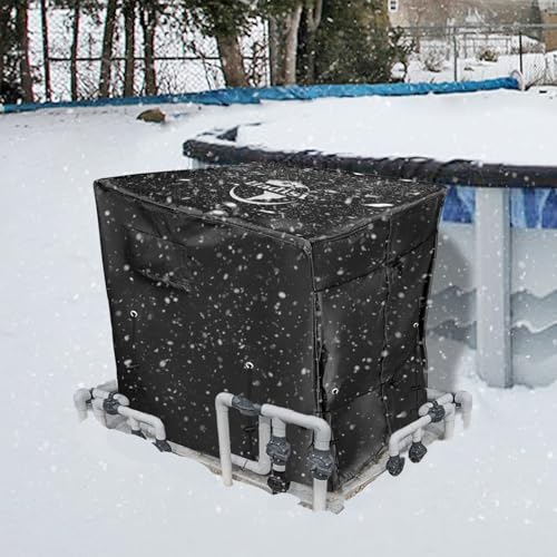 Hadisi Pool Heater Winter Cover with Plush Lining Waterproof Swimming Pool Heater Cover Can Be Scaled to Different Sizes Suitable for Most Heater up to 43 WX35 DX45 H