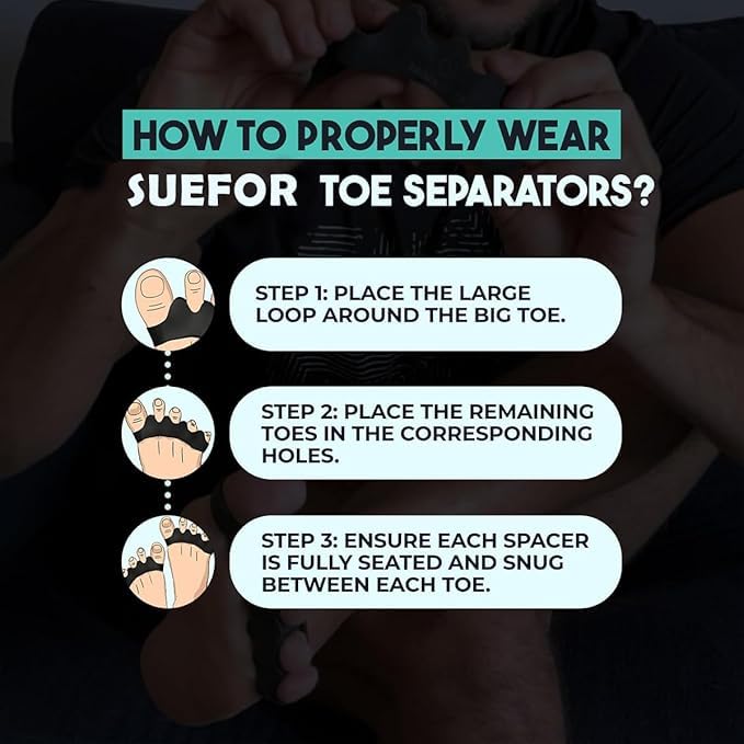 Image of Toe Separator for Feet Toe Spacers Correct Toes Yoga Silicone Hammer Toe Corrector for Women & Men Correct Toe Straighteners for Overlapping Toes (All Finger Toe Separator) (BLACK)
