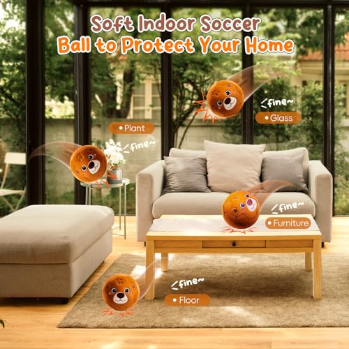 VangeBow Silent Indoor Soccer Balls for Toddlers 1-3, Inflatable Soft Plush Baby Toddler Soccer Ball Toys Gifts for 1 2 3 4 5 Year Old Boy Girl First Birthday Gift (Bear, Pump Include) - Image 5