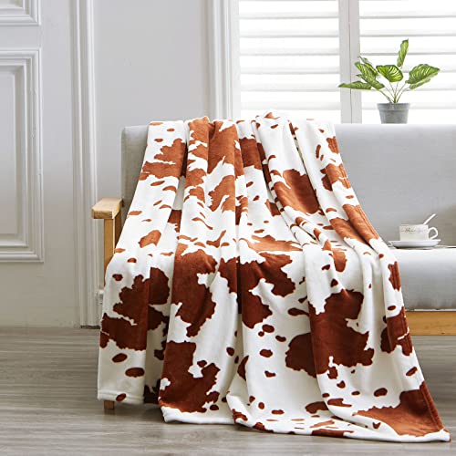 Mast Doo Cow Print Throw Blanket, Super Soft Fleece Plush Blanket For Baby Toddler Kid, Brown And White Skin Friendly Bed Blanket Suitable For All Season 40X50 Inch #TOP6
