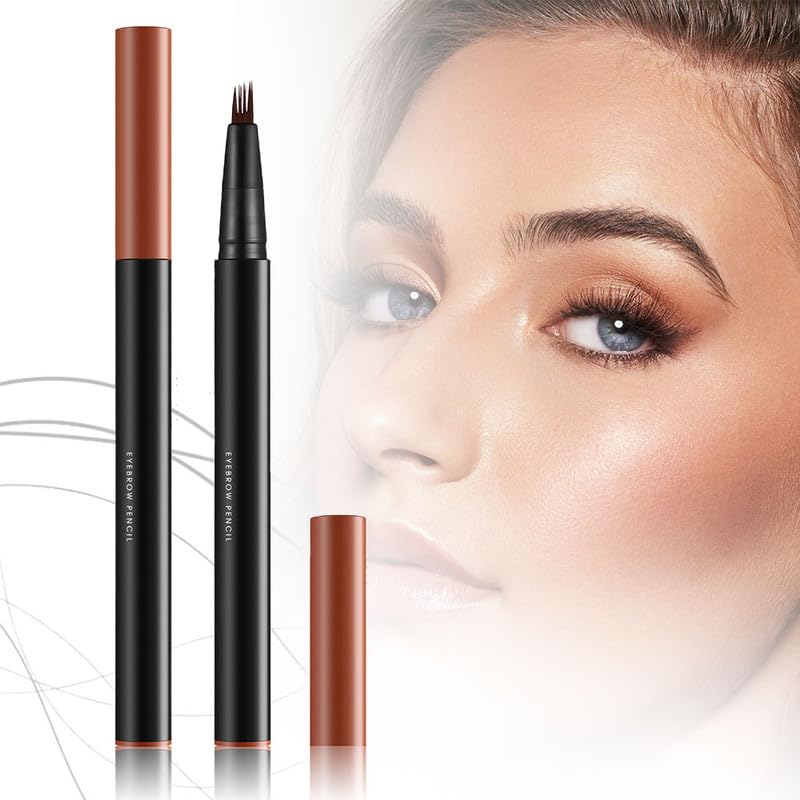 Lápiz de cejas mágico mejorado de 4 puntas, 3D impermeable y a prueba de sudor, lápiz de contorno de cejas microblading con 4 tenedores, cepillo