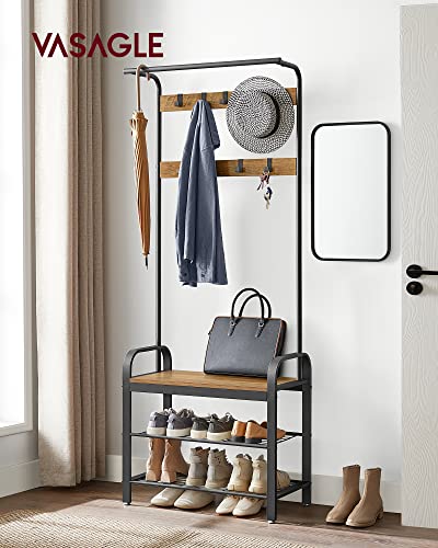 image for VASAGLE Coat Rack, Hall Tree with Shoe Bench for Entryway, Entryway Be