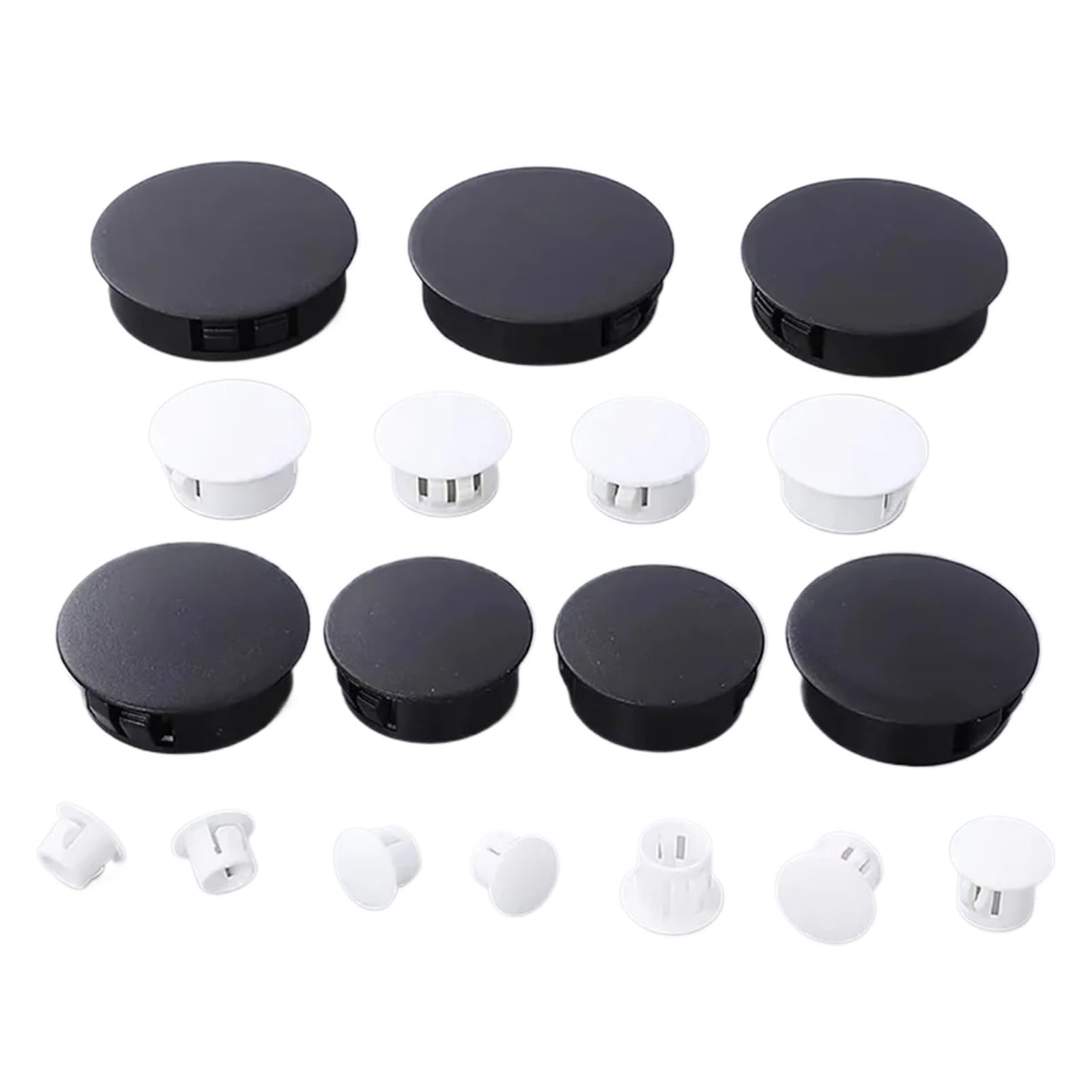 10Pcs Snap-on Hole Plug 5mm~50mm Round Plastic Black/White Blanking End Caps Tube Pipe Inserts Bung(White,HP-45)